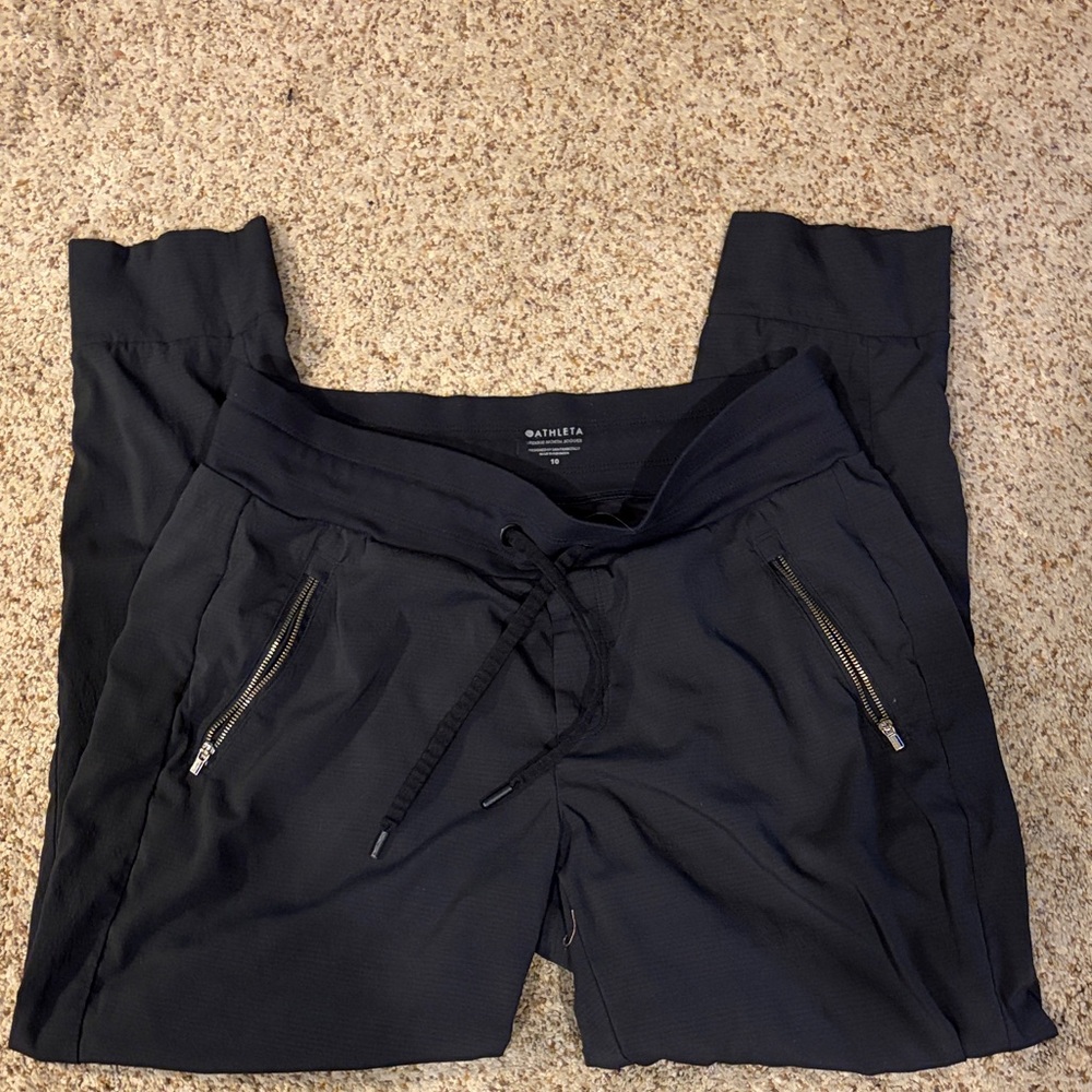 Athleta Black Stretch Zip-Pocket Jogger Pants size M